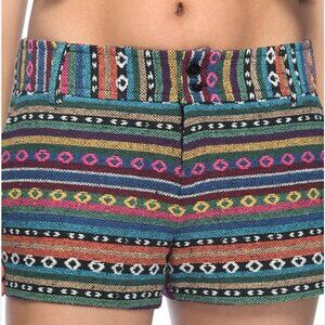 SansSouci Boho Woven Tribal Stripe Shorts Multicolor Festival Style